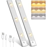 Pak Under Cabinet Light Rechargeable Motion Sensor Dimmable 2 Pack Silver