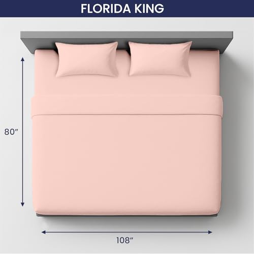Image of SGI bedding 108 inchx80 inch 4 Pc Florida King Sheet Set 600 TC 12 inch Deep, Peach