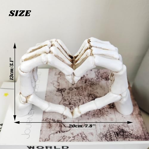 Estatua de manos esqueleto, escultura en forma de corazón miniatura 3