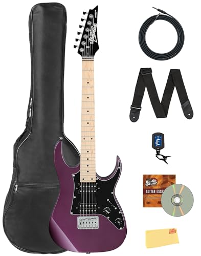 Ibanez GRGM21M RG Gio miKro ショートスケール エレキギター - メタリックパープルバンドル ギグバッグ、チューナー、ストラップ、楽器ケーブル、Austin Bazaar教則DVD、ポリッシュクロス付き