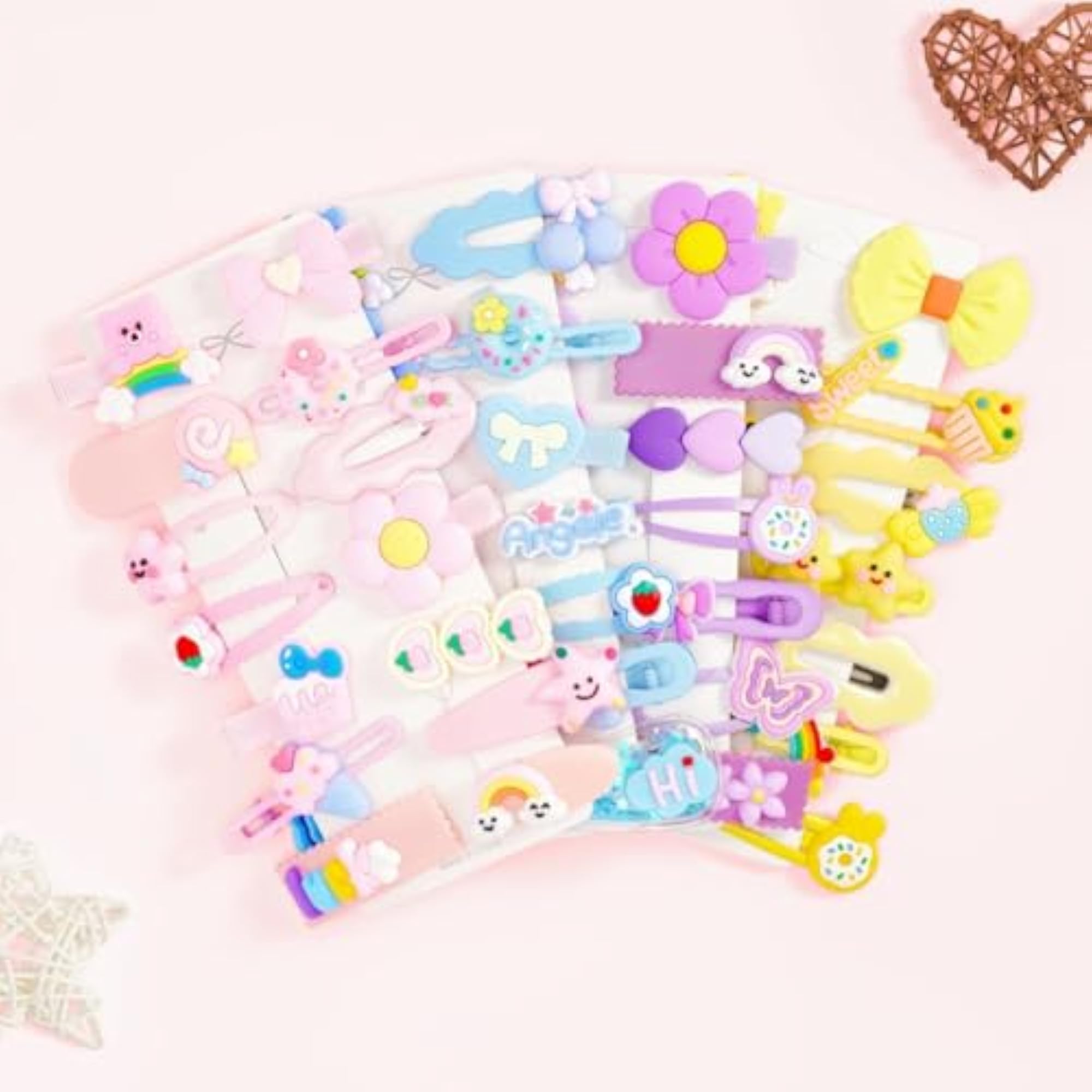 56 Pcs Colorful Snap Hair Clips Set for Girls, Premium Quality