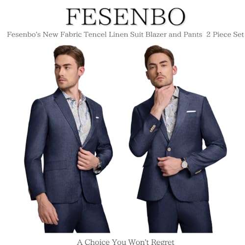Men 2 Piece Suit Set Tencel Linen Men Suit Blazer Pants Lightweight Slim Fit Prom Tuxedo for Summer Beach Wedding4