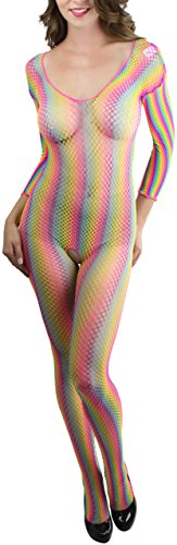 Image of ToBeInStyle Women's Long Sleeve Bodystocking Bodysuit Lingerie Regular & Plus Sizes