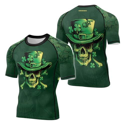 St Patrick's Day BJJ Rash Guards Grappling MMA Jiu Jitsu Men's Short Sleeve Baselayer Compression Shirt