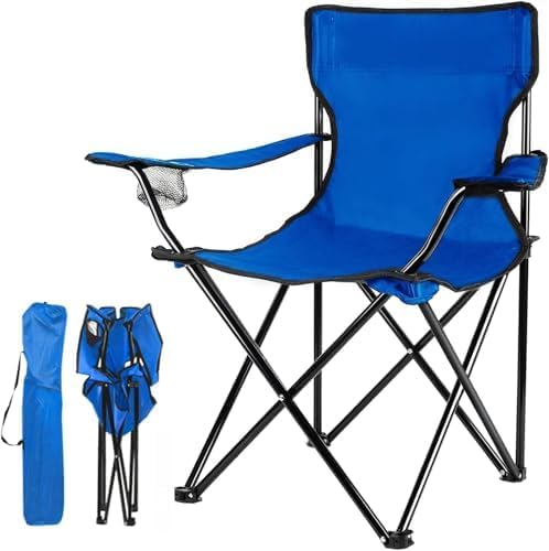 Image of VTOY KIMEE KIMEE Folding Chair Big - Portable Foldable Nylon Base Fabric Camping Chair for Fishing Beach Picnic Outdoor Chairs (Sky Blue)