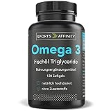 Sportsaffinity Omega 3 I 1000mg Omega 3 Fischöl pro Kapsel I 120 Fischöl-Kapseln mit 400mg EPA & 300mg DHA I essentielle Omega-3-Fettsäuren I Natürlich & Hochdosiert I nachhaltiger Fischfang