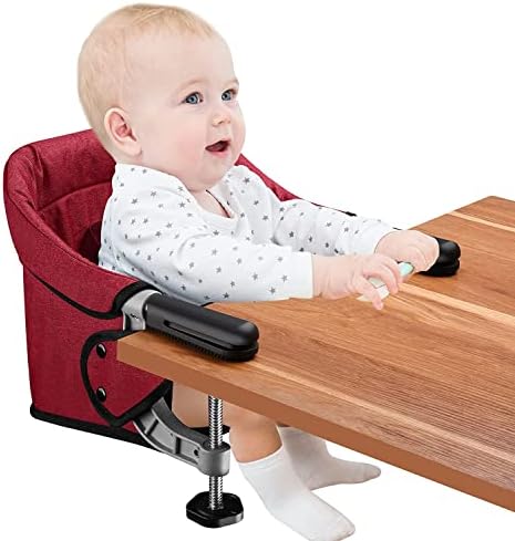 Hook On Chair, Fast Table Chair for Babies and Toddlers, Removable Seat Cushion, Tight Fixing Clip on Table High Chair (Black)