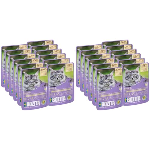 Bozita Nassfutter Senior 8+ viel Huhn Häppchen in Sauce im Portionsbeutel 12x85g Getreidefreie Katzenfutter Nassfuttter (Packung mit 2)