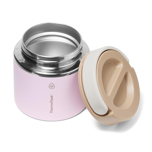 Image of ThermoFlask Insulated Food Jar with Leakproof Lid (20 oz, Blush Sandstone) - Stainless Steel Food Containers for Hot & Cold Meals, Lunch, Soup & Snacks