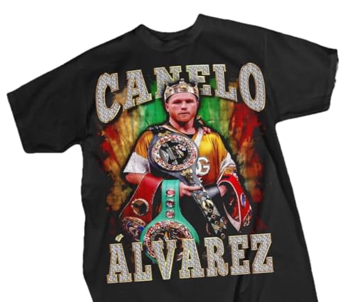 Canelo lvarez Champion Graphic T-Shirt Black Cotton Athletic Performance Tee (US Alpha Small Regular Regular)