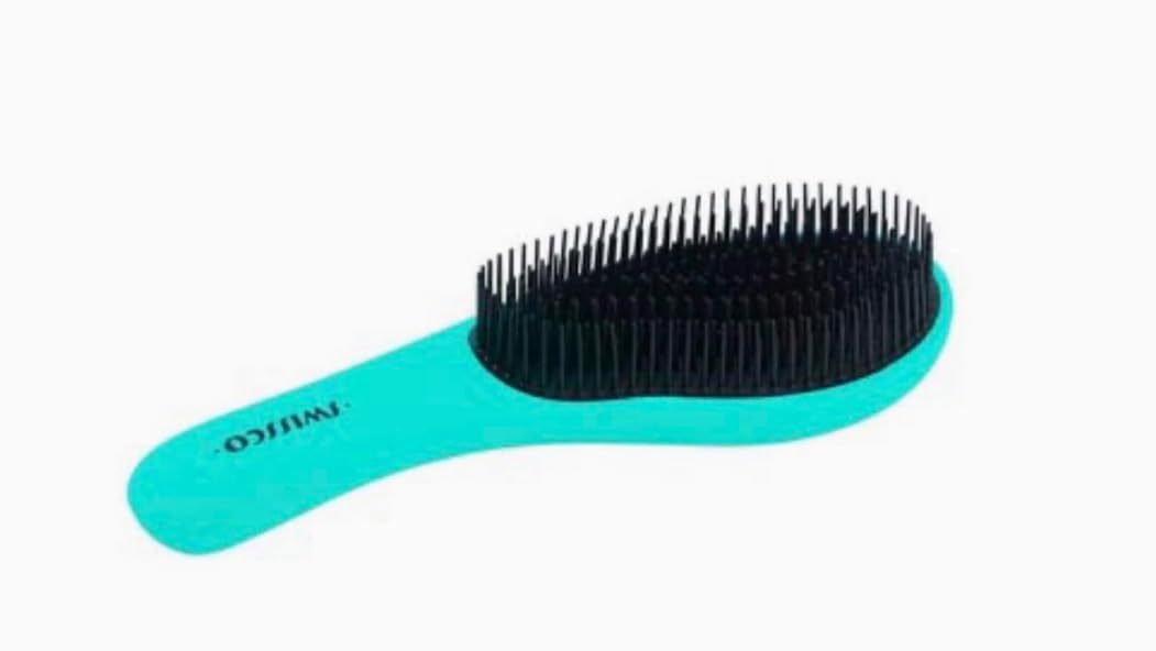 Swissco Spazzola districante morbida al tatto per capelli naturali, ricci, bagnati o asciutti (verde acqua)