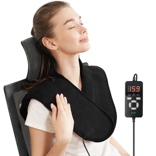 UTK Far Infrared Heating Pads for Neck and Shoulders and Back, Hot to 159℉, Gift for Women, FSA-HSA Eligible Neck and Shoulder Heating Pad with 84 Natural Jade, 24 Timers & Auto Shut Off (23 * 18'') - Image 3