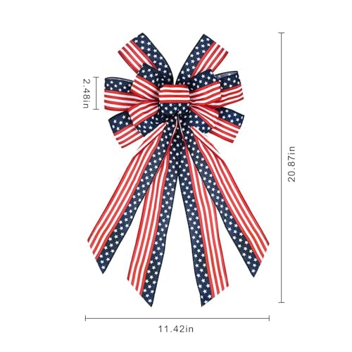 Large-4th-of-July-Bow-for-Wreath-Patriotic-Red-Blue-Burlap-American-Flag-Stars-Decoration-Memorial-Day-Tree-Topper-for-Front-Door-Supplies Large 4th of July Bow for Wreath Patriotic Red Blue Burlap American Flag Stars Decoration Memorial Day Tree Topper for Front Door Supplies