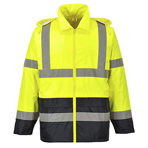 Image of Portwest UH443 Classic Waterproof Rain Jacket in Reflective Contrast Hivis ANSI, 4XL
