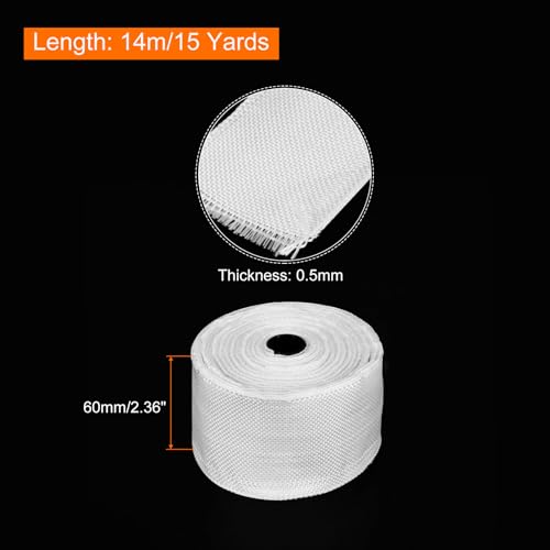 Image of MECCANIXITY 1pcs Fiberglass Cloth Tape 14m(15 Yard) x60mmx0.5mm C Glass Fiber Fiberglass Mesh Glass Fiber Mesh Woven Fiberglass Fabrics Insulation Tape for Reinforcement Repair