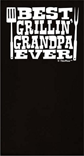 ThisWear Best Grillin' Grandpa Ever Funny Apron for Kitchen BBQ Barbecue Cooking Grilling Bacon Two Pocket Apron for Grandpa or Dad Black