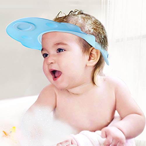 Baby Mate 2-Pack Leak Proof Baby Bath Visor (Blue, Adjustable Velcro Closure) - Baby Hair Washing Shield - Eye Protector Shower Visor for Kids - Bath Hat for Toddlers - Baby Shower Bath Cap