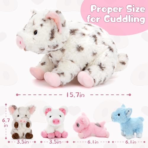 Image of Pig Stuffed Animal with 4 Baby Piggy Toys, Spotted Pig Plush, 16 inch