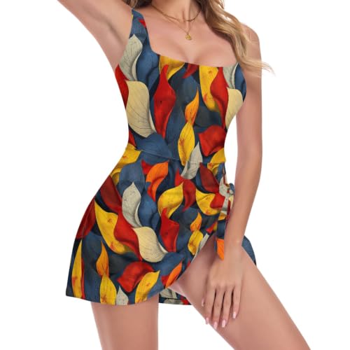 Maillot de bain à bretelles résolvant le manque de maintien avec ses feuilles colorées