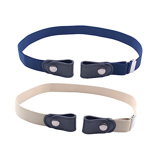 SAFIGLE 2pcs Elastic Belts for Men Women No Buckle Stretch Waist Belts for Dress Jeans Pants