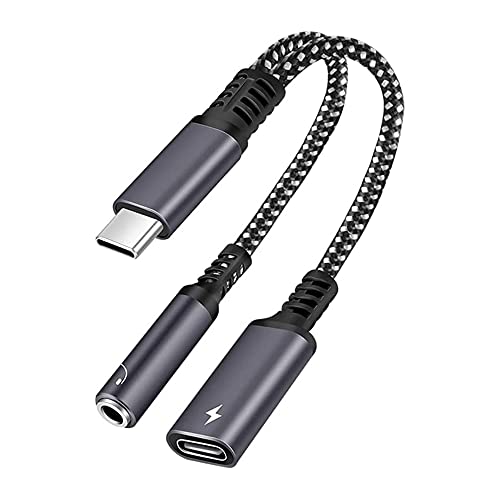 タイプC イヤホン変換アダプター 2in1 3.5mmイヤホン変換 充電変換 PD30W急速充電 3.5mmイヤホンジャック Typec 変換ケーブル ナイロン編み 高耐久 充電変換 USB-C PD充電 音声通話 音量調節 音楽再生 車載AUXに対応 f