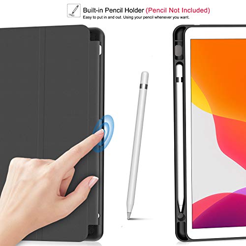 Soke New Ipad 10.2 Case With Pencil Holder For Ipad 9Th Generation 2021 /8Th Gen 2020/7Th Gen 2019- Premium Shockproof Case With Soft Tpu Back Cover & Auto Sleep/Wake For Ipad 10.2 Inch,Black #TOP3