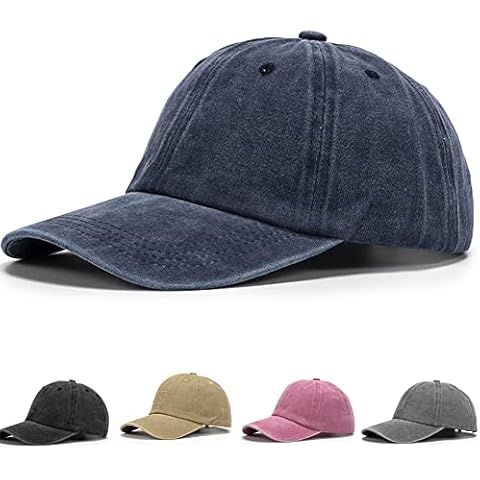 Exemaba Baseball Cap for Men Women Washed Vintage Baseball Cap Adjustable Cotton Baseball Cap for Sports Hiking Excursion, navy, One Size Cover