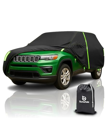 Image of Custom Fit for Jeep Compass Car Cover 2007-2026 Compact SUV Covers 100% Waterproof with Zipper Door & Side Mirror Pockets All Weather Snowproof Rain Hail UV Protection Outdoor Full Cover