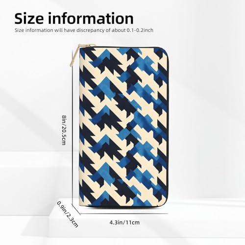 Leather Thin Slim Wallets for Women & Men - Black Blue Texture Print Card Wallet Holder with Zipper2