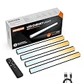MEKKLEON Under Cabinet Lights Remote Control,4 Pack Magnetic Rechargeable Light bar,Under Cabinet Lighting Wireless,Ceiling and Under Counter Lights for Kitchen,Wardrobe,Shelf (Black, 20 CM)