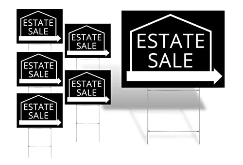 Estate Sale Signs Multi-Pack – Premium Large 24” X 18” Estate Sale Signs With Stakes – Professional Double-Sided Signs With Directional Arrows & Heavy Duty Yard Sign Stakes (3) #TOP10