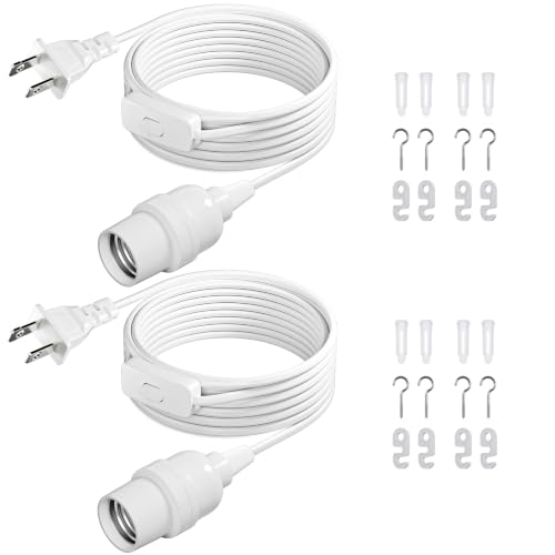 DiCUNO Pendant Light Cord, for Hanging Paper Lantern, 13 Ft, White, 2-Pack