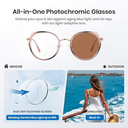 Cyxus Photochromic Glasses for Women with Blue Light Blocking 8315 | UV Protection, Eye Protection，Trendy Cat Eye Frame，Ideal for Computer Screen Daily Wear — view 2