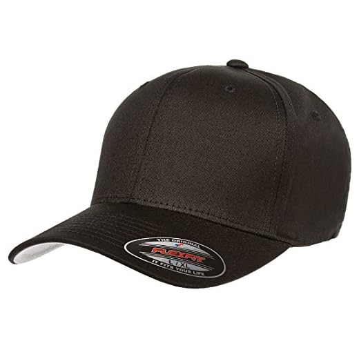 Flexfit Cotton Twill Fitted Cap, Black, XXL
