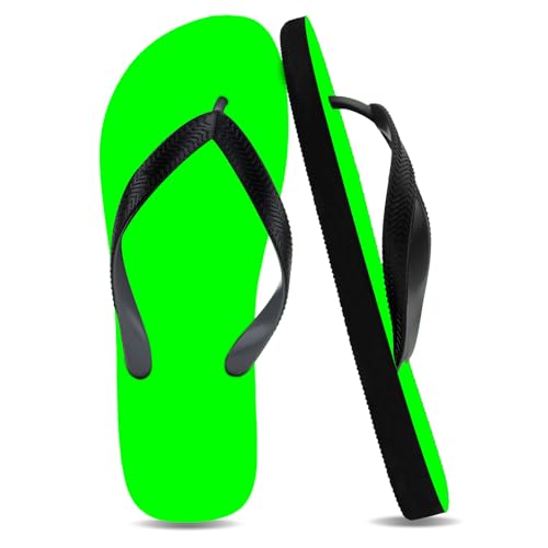 Unisex Flip Flops Neon Green Beach Rubber Shower Shoes Anti-Slip Lightweight Basic Thong Sandals Summer Comfortable Vocation Slippers Two-Tone Footwear Pool Slides