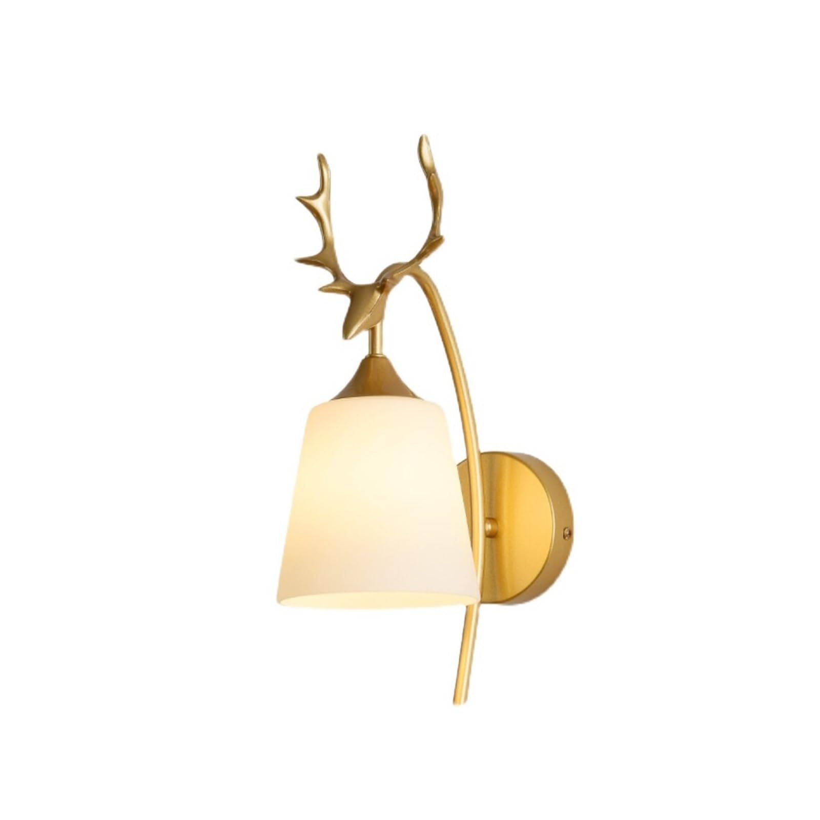 WQQYU6HKF Lights Golden Deer Head Iron Wall Sconce Frosted Glass Lamp Lamps