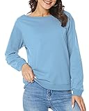 VIISHOW Women's Cut And Sew Drop Shoulder Sweatshirt,Light Blue,Small