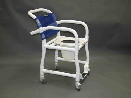 18" PVC Shower / Commode Chair with 3" Caster Color / Seat / Footrest: Royal / Hinged Ring Seat Pail / Without Footrest