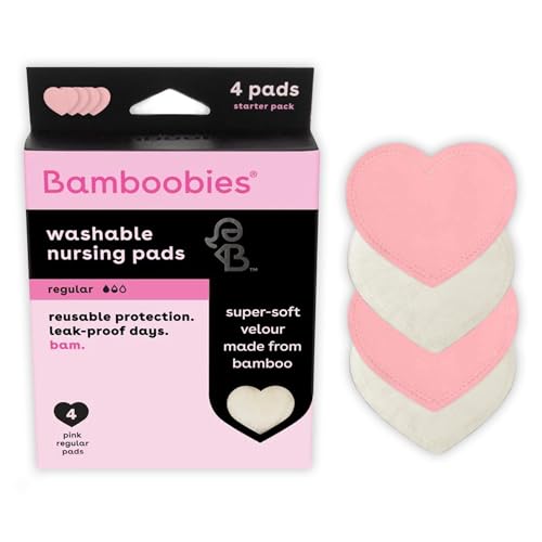 Image of Bamboobies Nursing Pads, Reusable and Washable for Daily Use, Leak-Proof Pads for Breastfeeding, 4 Pads