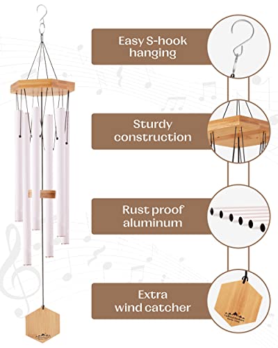 Upblend Wailua 29" Cottage-White Wind Chimes For Outside - Decorations For Home, Patio, Yard, And Garden Decor, Outdoor Copper Windchimes For Clearance, Sympathy Gift, Housewarming Gift For New House #TOP6
