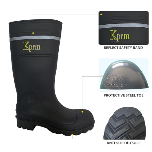 Men's Steel Toe Rain Boots PVC Rubber Boots Waterproof Fishing Boot Outdoor Non-Slip Work Boots2