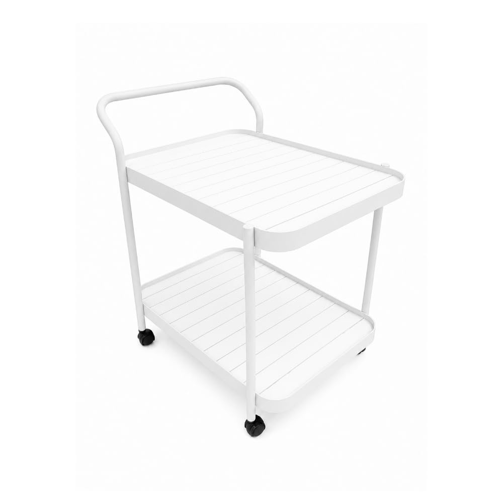Carrello Porta Bianco Bevande Aliseo con Ruote, Struttura in Alluminio Verniciato a Polvere, Viteria in Acciaio Inossidabile, Design Moderno per Esterno e Interno