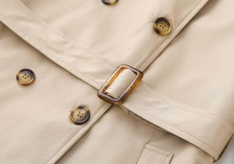 Chrisuno Women's Double Breasted Trench Coats Mid-Length Belted Overcoat Long Dress Jacket with Detachable Hood - Image 5