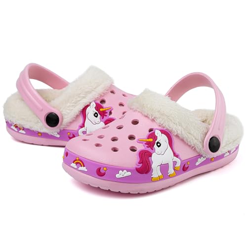 Image of Toddler Lined Clog Slippers Winter Garden Sandals Kids House Shoes Warm Slip On Sneakers Cartoon Slides for Boys and Girls Children Indoor Outdoor
