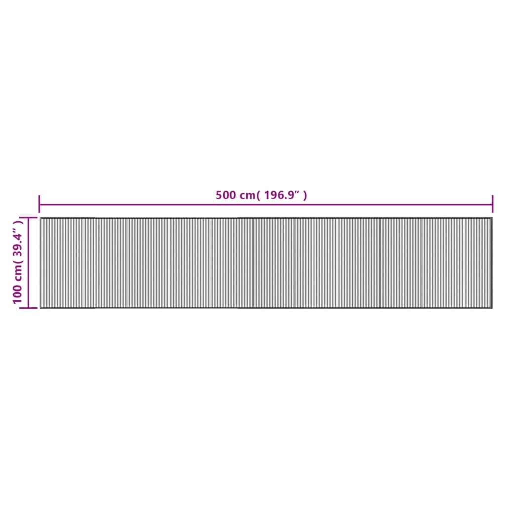 Alfombra rectangular negra 100 x 500 cm de bambú - Alfombra de bambú antideslizante - Alfombra de bambú para cocina y baño