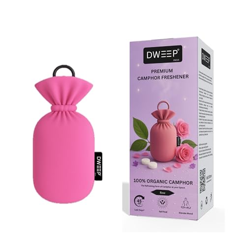 Image of Dweep Organic Camphor Air Freshener | 100% Camphor Based | Long Lasting Freshener for Car, Wardrobe, Office Cabin, Travel Bag & Bathroom | Natural Odor Control (ROSE)