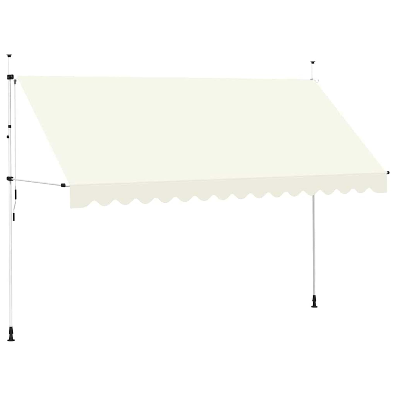 Wysuwana markiza balkonowa, obsługiwana ręcznie, 400 cm, kremowo-biała, balkonowa, bez wiercenia, z korbą ręczną, aluminiowa markiza odporna na promieniowanie UV, regulacja wysokości i