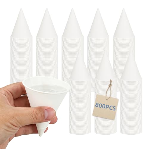 800 Pcs Cone Cups 4 oz Disposable Paper Cone Cup Snow Cone Cups Cone Cup for Water Cooler Dispenser Leakproof Shaved Ice
