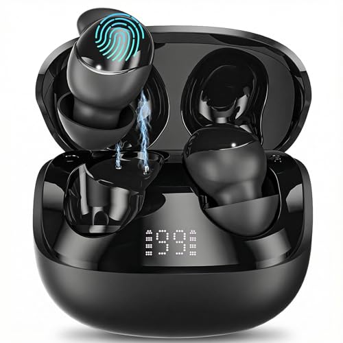 Ertuly T33 Sleep Earbuds, Bluetooth 6.0 Noise Cancelling Sleep Headphones for Side Sleepers, ANC Up to 98%, Sleep Mode, 48H Playtime, Small Earbuds Comfort Fit for Sleeping, Travel, Work, Glossy Black