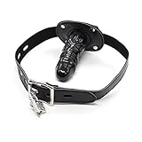 SM Mund Knebel Mund Gag Penis Gag Bondage mit Schloss Dildo MundKnebel Verstellbarer Sklaven Spielzeug (Schwarz, Lange)